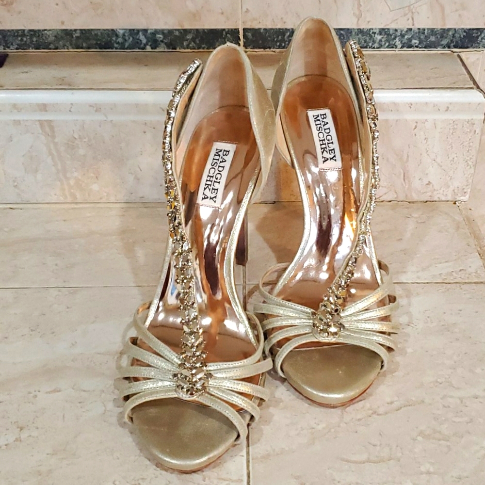 Badgley Mischka gold heels
